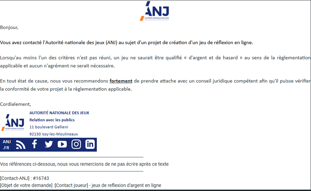 Confirmation Conformité ANJ
